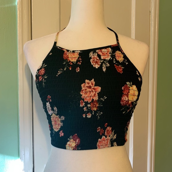 Xhilaration Tops - High Neck floral crop top.